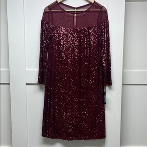Elegant Burgundy Sequin Dress